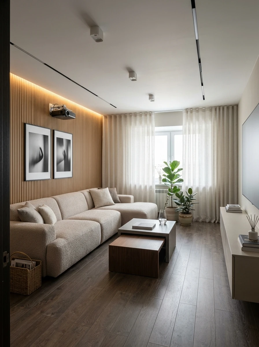 Дизайн гостиной в стиле Минимализм — фото интерьера от нейросети RoomGPT