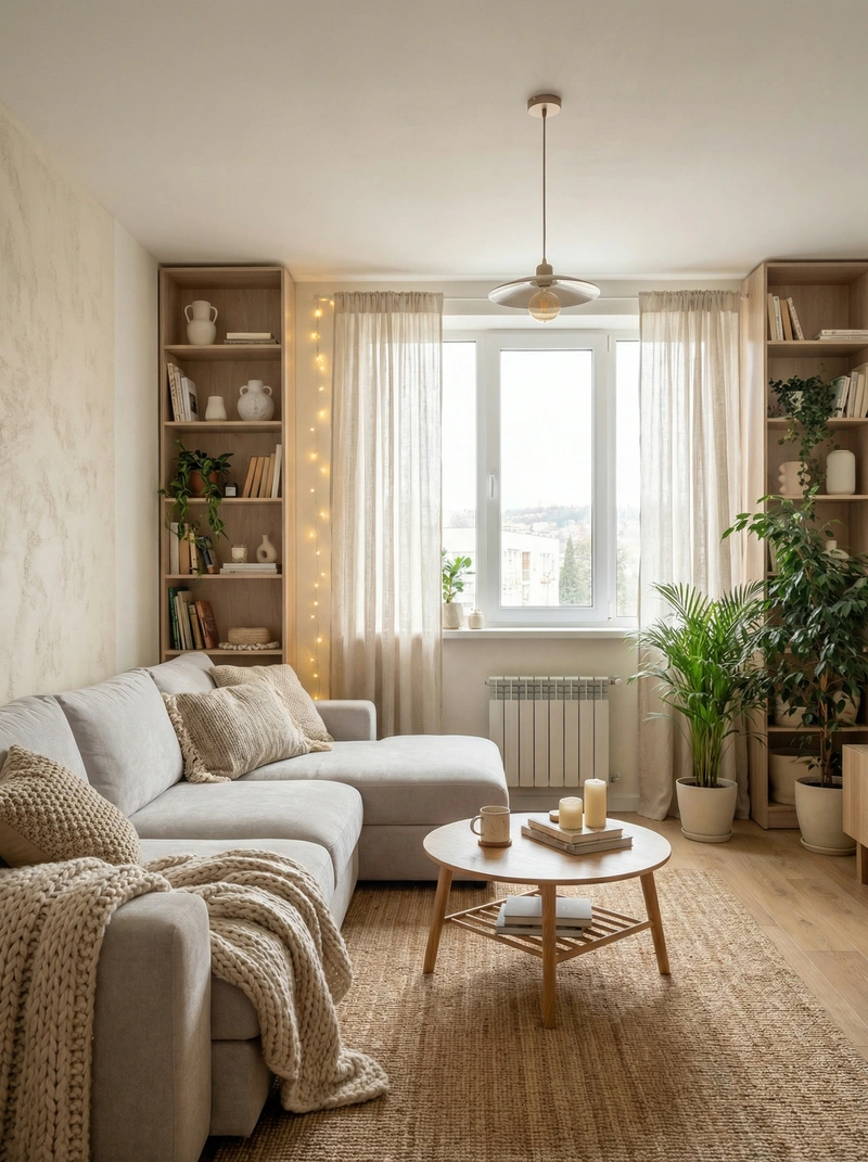 Дизайн интерьера в стиле Хюгге — Гостиная от нейросети RoomGPT