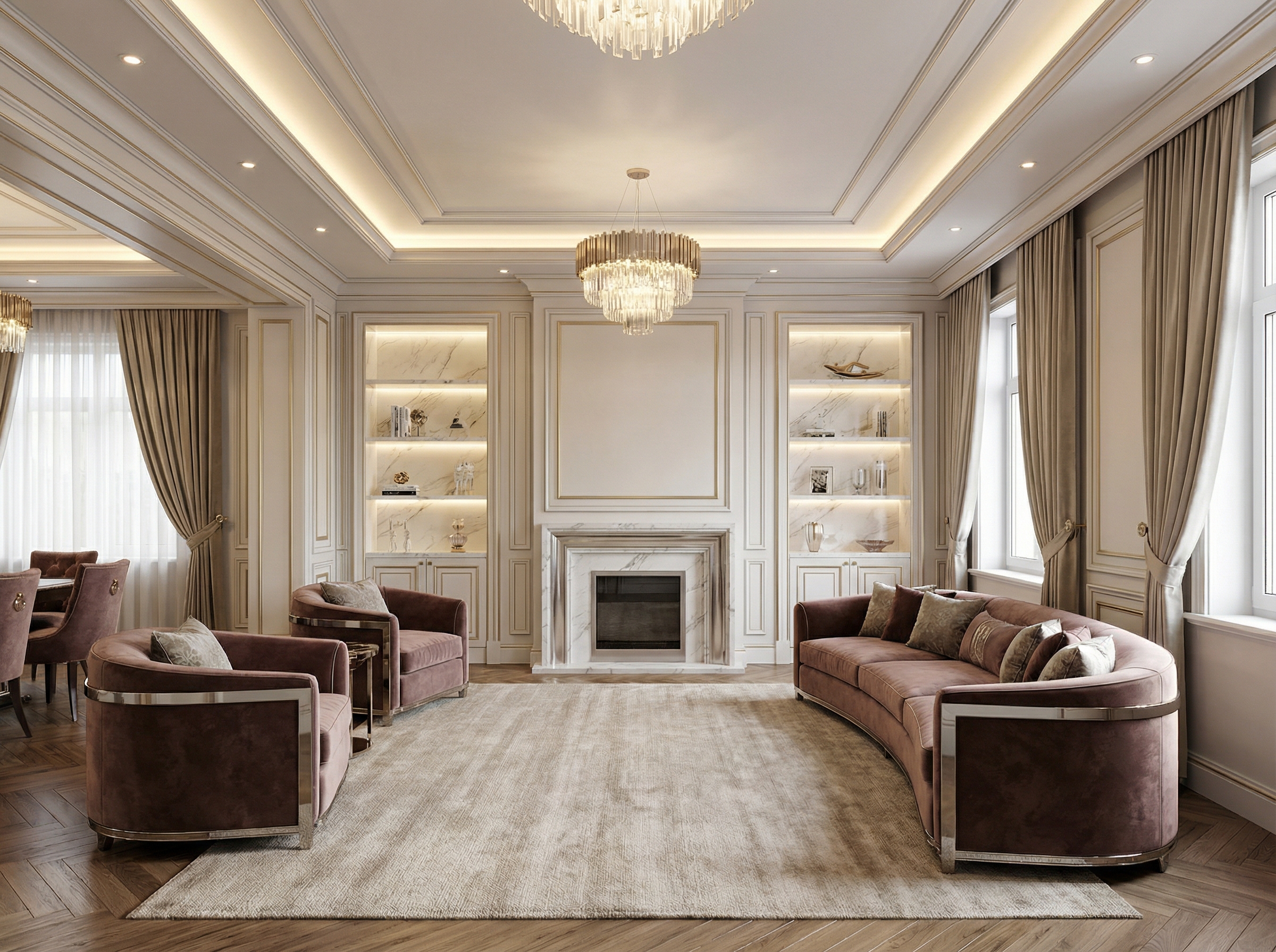 Дизайн гостиной в стиле Классика — фото интерьера от нейросети RoomGPT