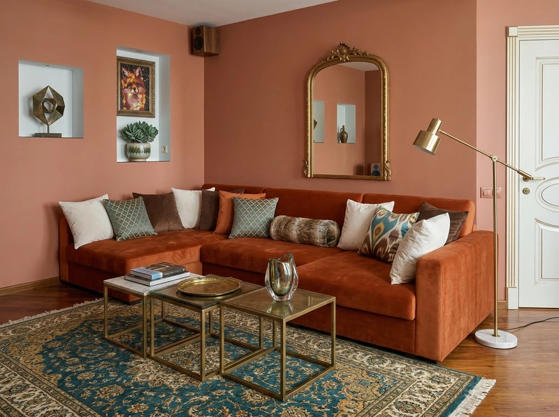 Дизайн гостиной в стиле Эклектика — фото интерьера от нейросети RoomGPT