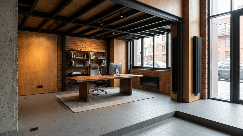 Дизайн интерьера в стиле Лофт — Кабинет от нейросети RoomGPT