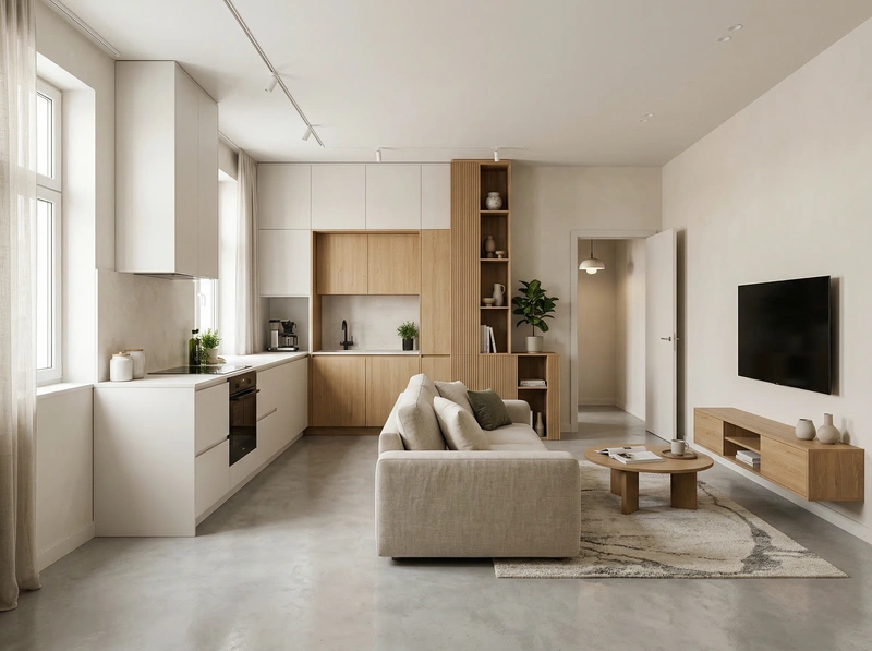 Дизайн интерьера в стиле Минимализм — Гостиная от нейросети RoomGPT