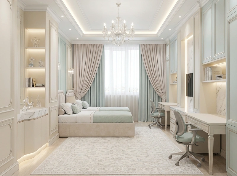 Дизайн детской в стиле Классика — фото интерьера от нейросети RoomGPT