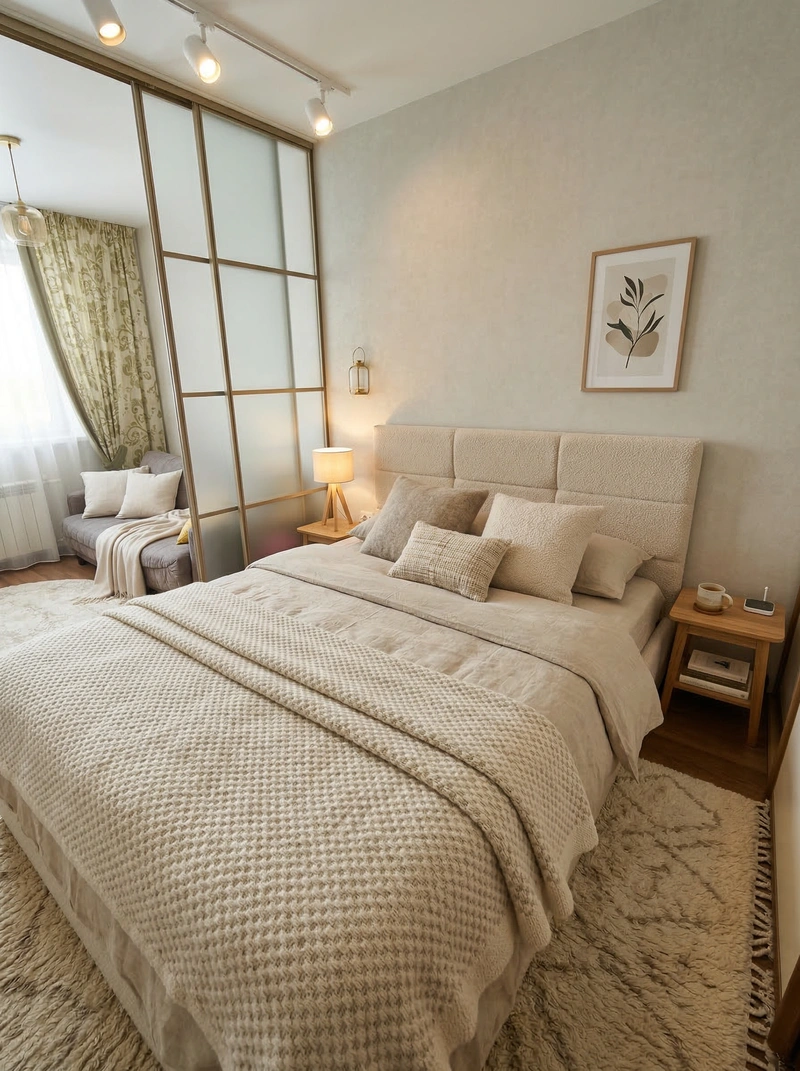 Дизайн спальни в стиле Хюгге — фото интерьера от нейросети RoomGPT