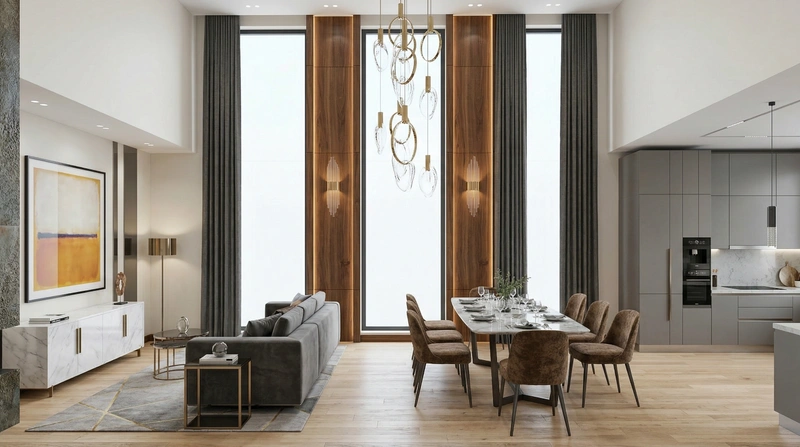 Дизайн гостиной в стиле Контемпорари — фото интерьера от нейросети RoomGPT