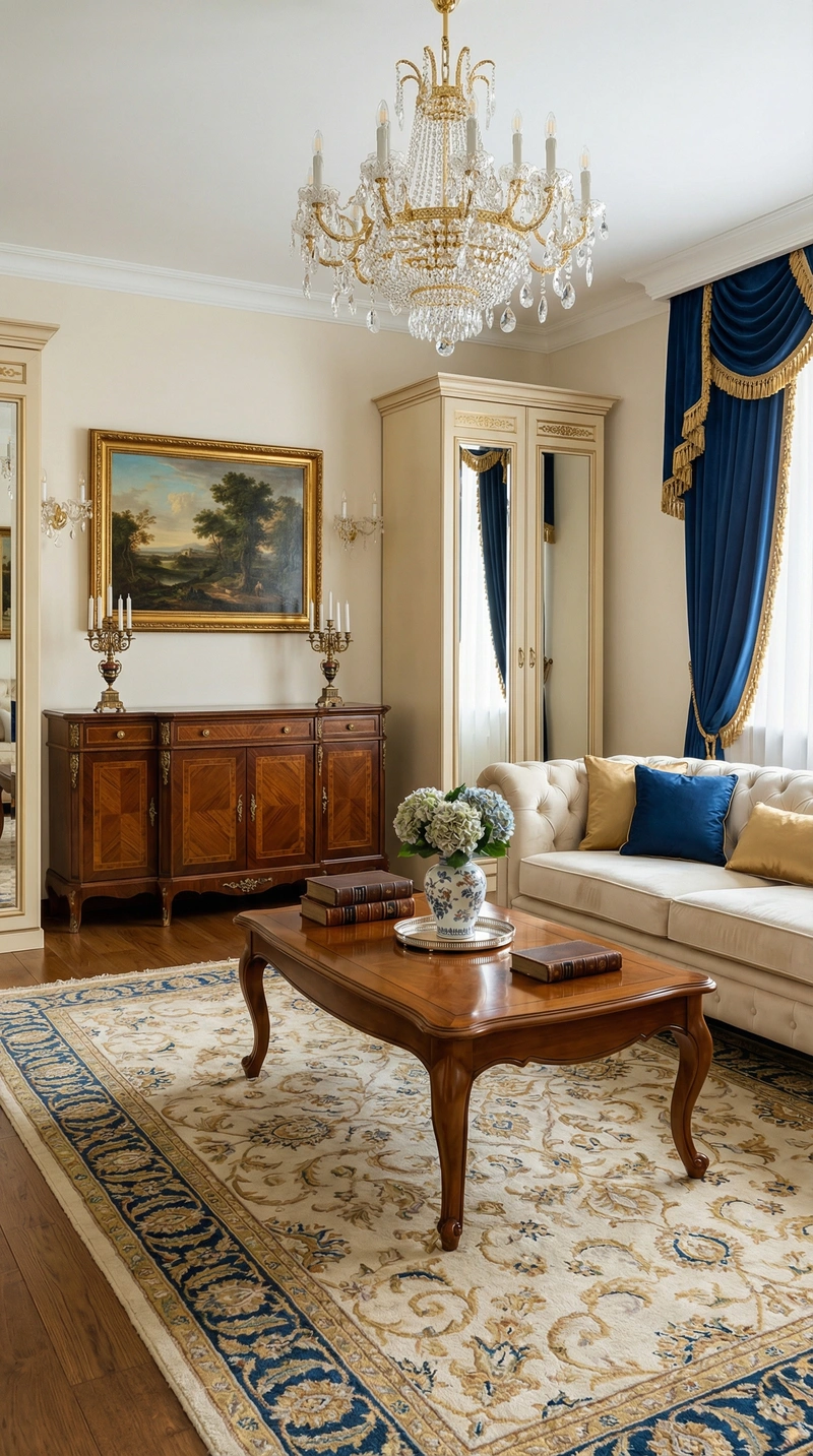 Дизайн интерьера в стиле Классика — Гостиная от нейросети RoomGPT