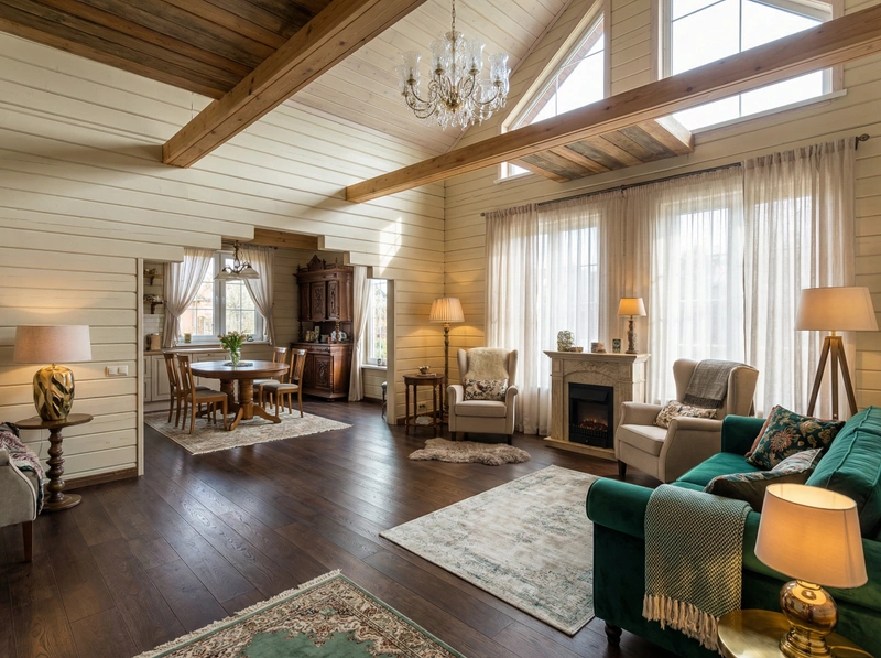 Дизайн интерьера в стиле Эклектика — Гостиная от нейросети RoomGPT