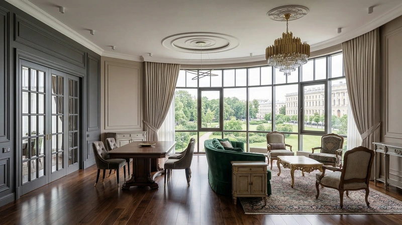 Дизайн интерьера в стиле Классика — Гостиная от нейросети RoomGPT