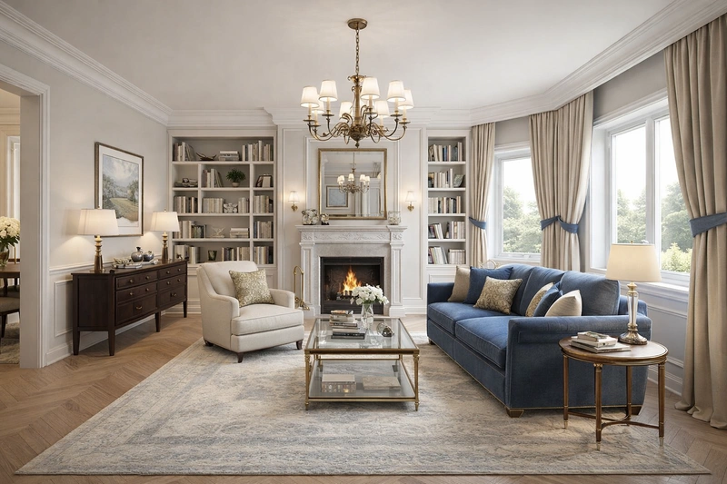 Дизайн интерьера в стиле Классика — Гостиная от нейросети RoomGPT