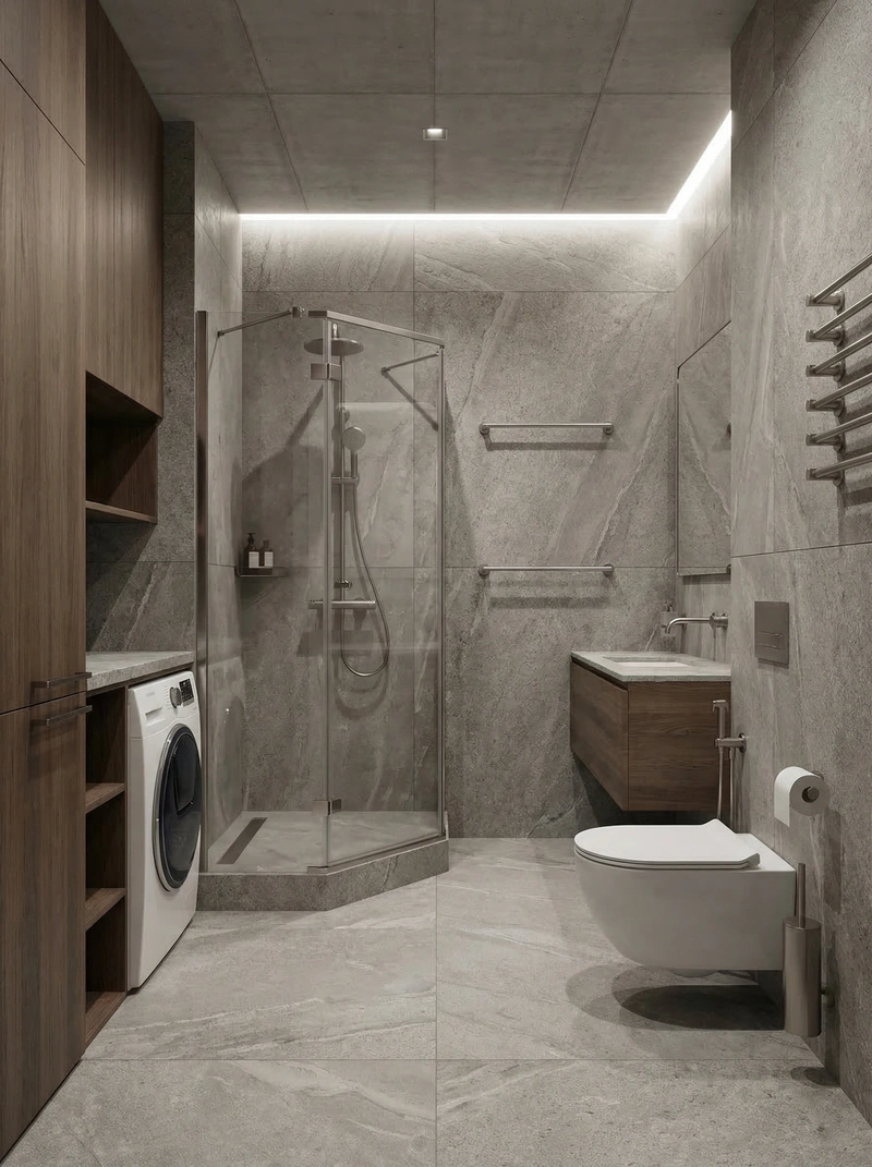 Дизайн интерьера в стиле Минимализм — Ванная от нейросети RoomGPT