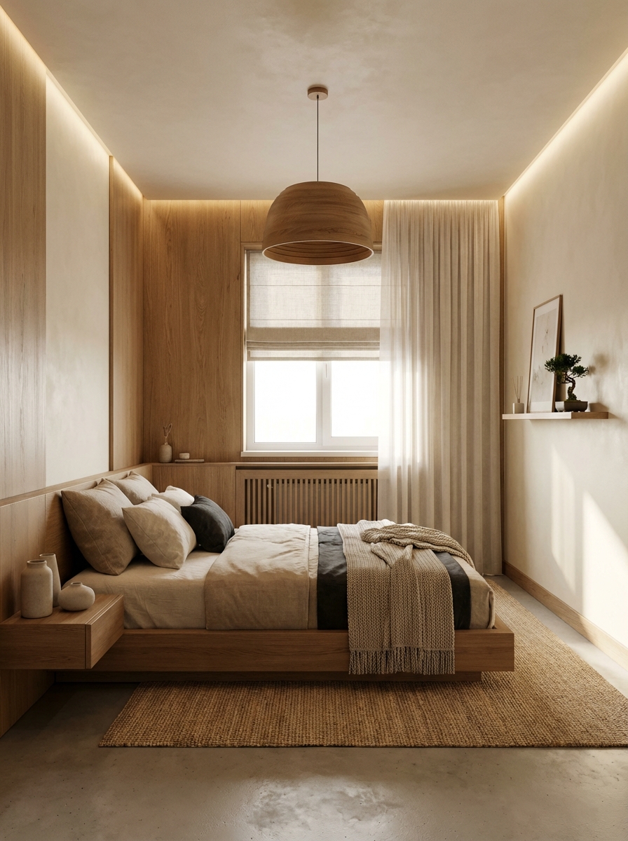 Дизайн гостиной в стиле Japandi — фото интерьера от нейросети RoomGPT