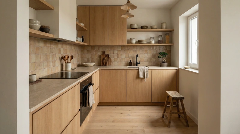 Дизайн кухни в стиле Japandi — фото интерьера от нейросети RoomGPT