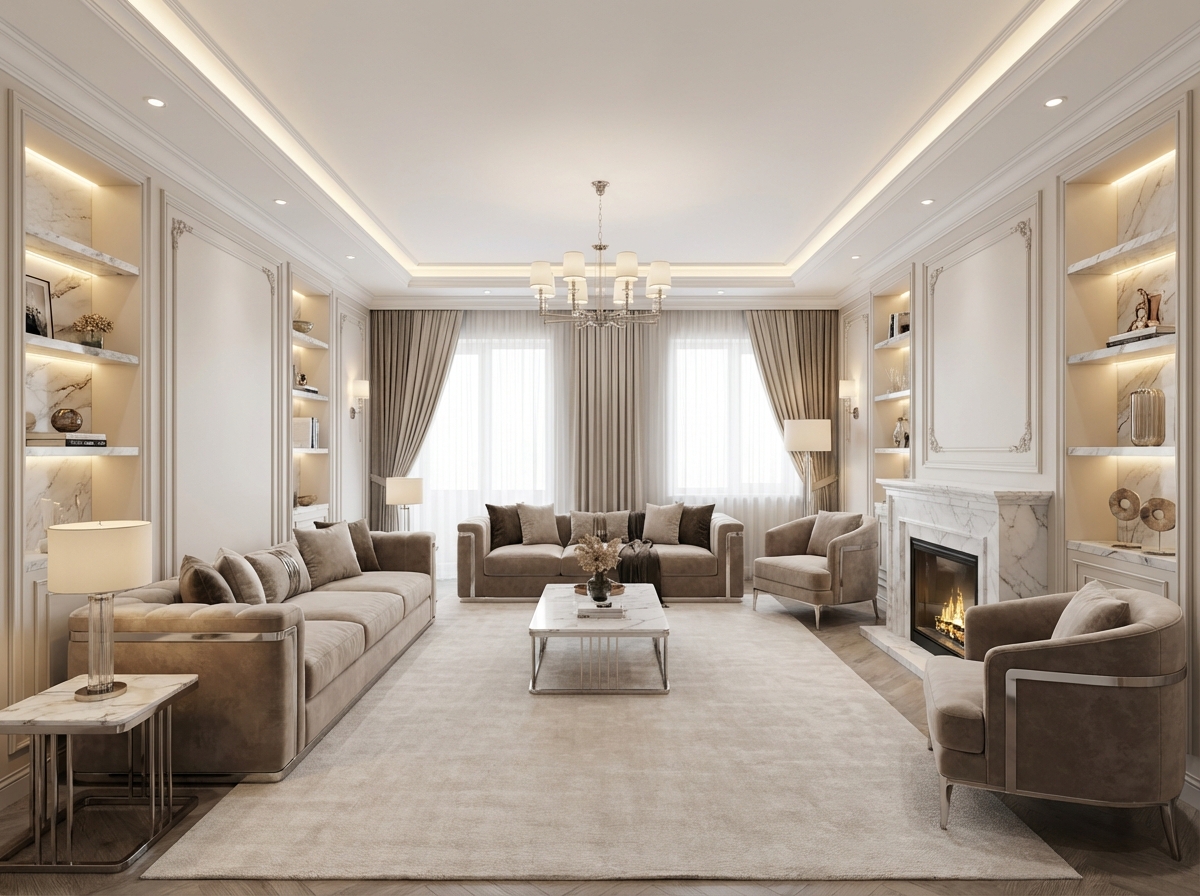 Дизайн гостиной в стиле Классика — фото интерьера от нейросети RoomGPT