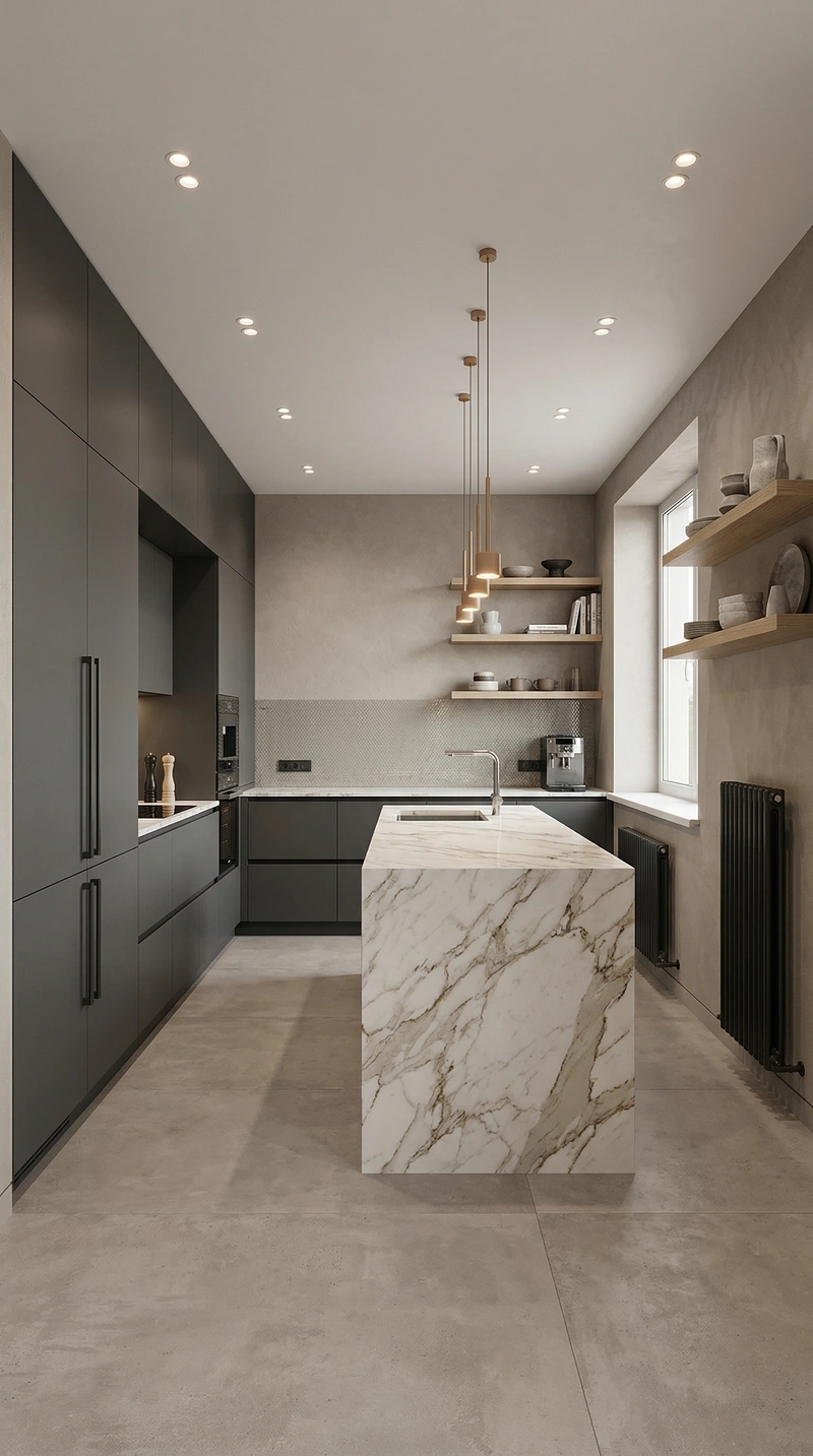 Дизайн интерьера в стиле Контемпорари — Кухня от нейросети RoomGPT