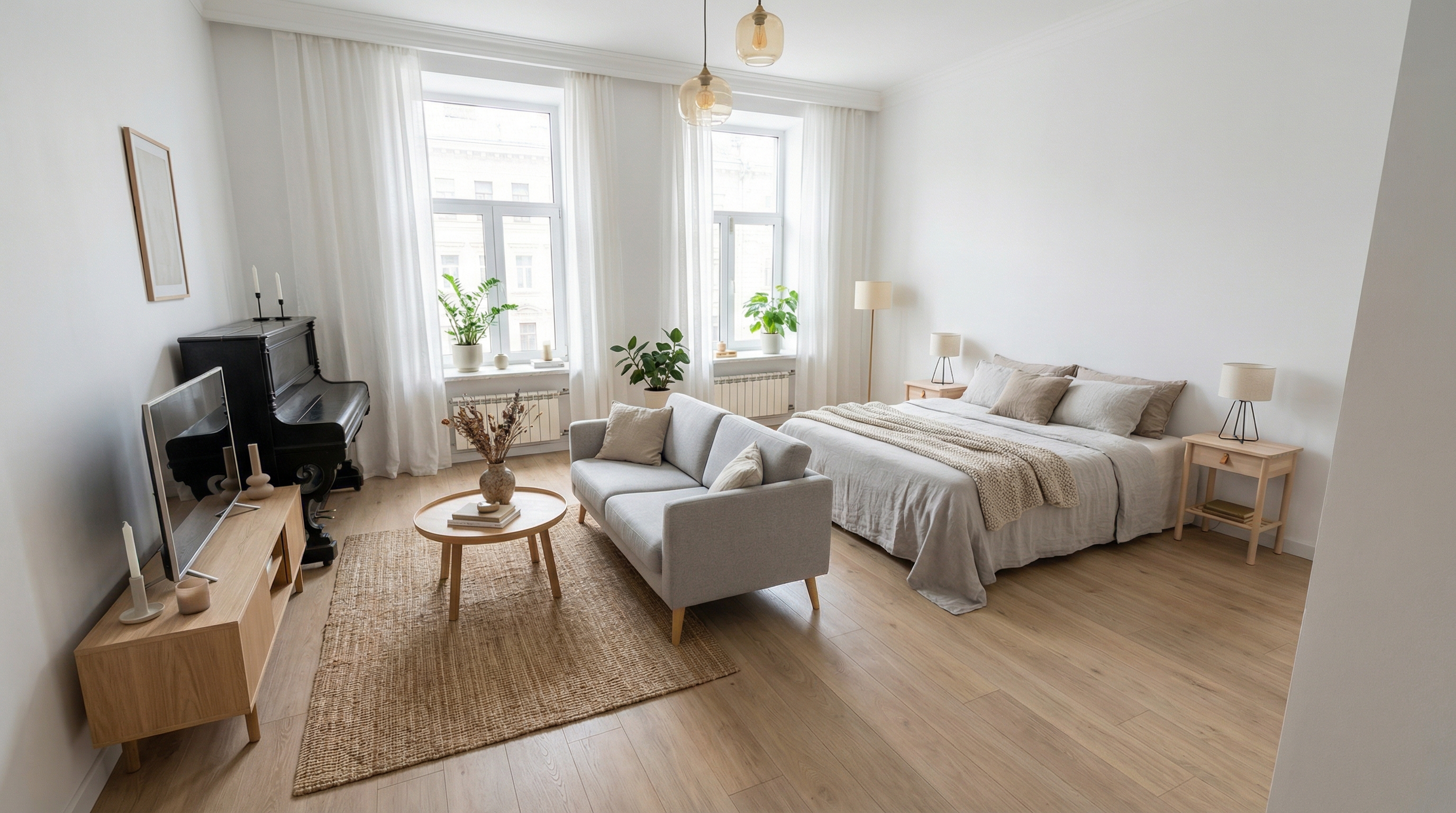 Дизайн гостиной в стиле Хюгге — фото интерьера от нейросети RoomGPT