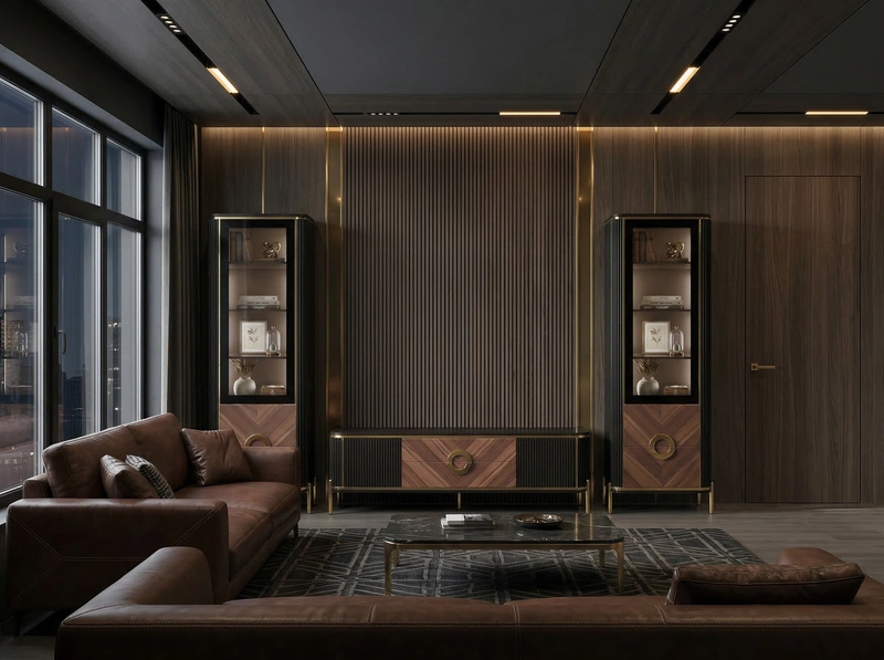 Дизайн гостиной в стиле Блэктэк — фото интерьера от нейросети RoomGPT