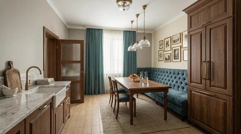 Дизайн интерьера в стиле Классика — Кухня от нейросети RoomGPT