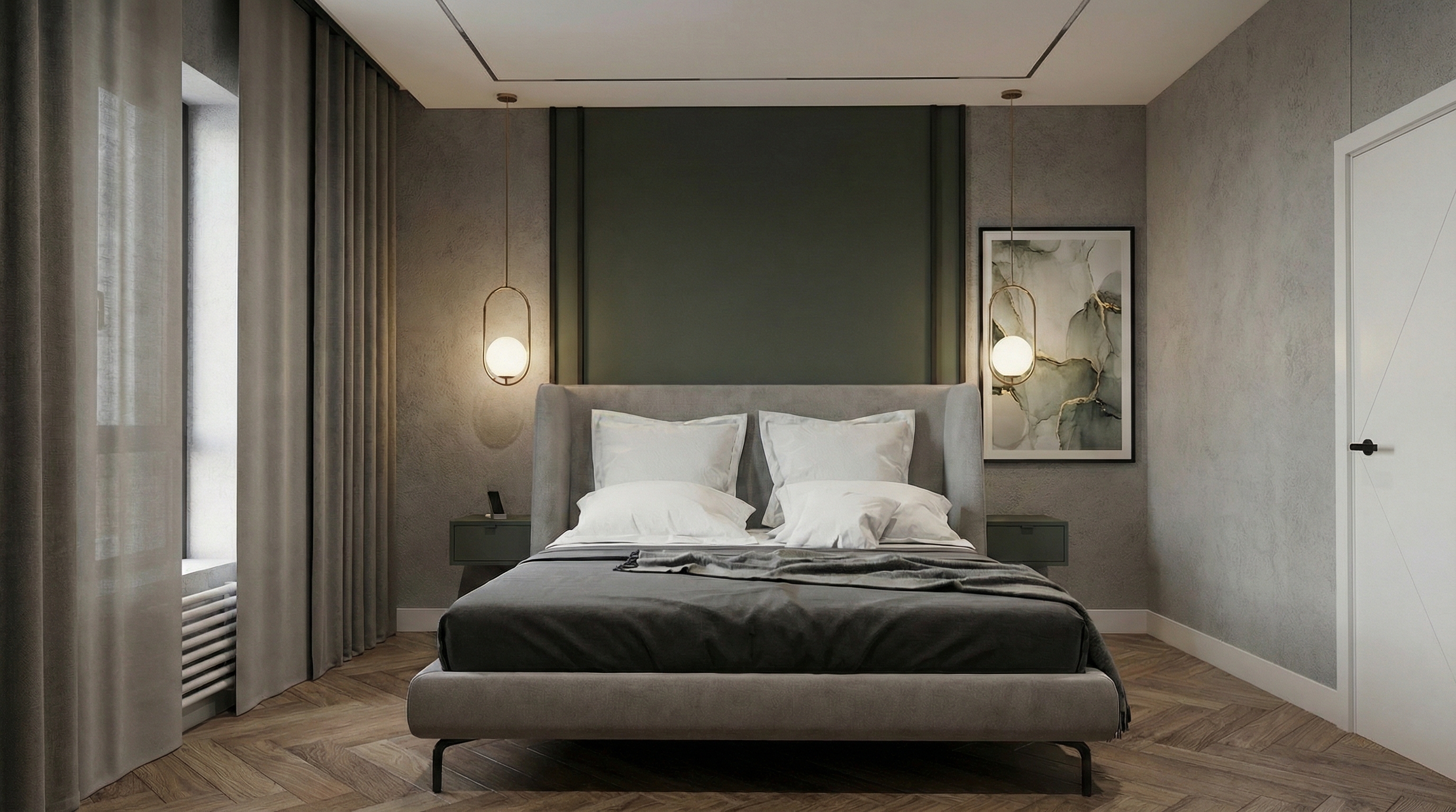 Дизайн спальни в стиле Контемпорари — фото интерьера от нейросети RoomGPT