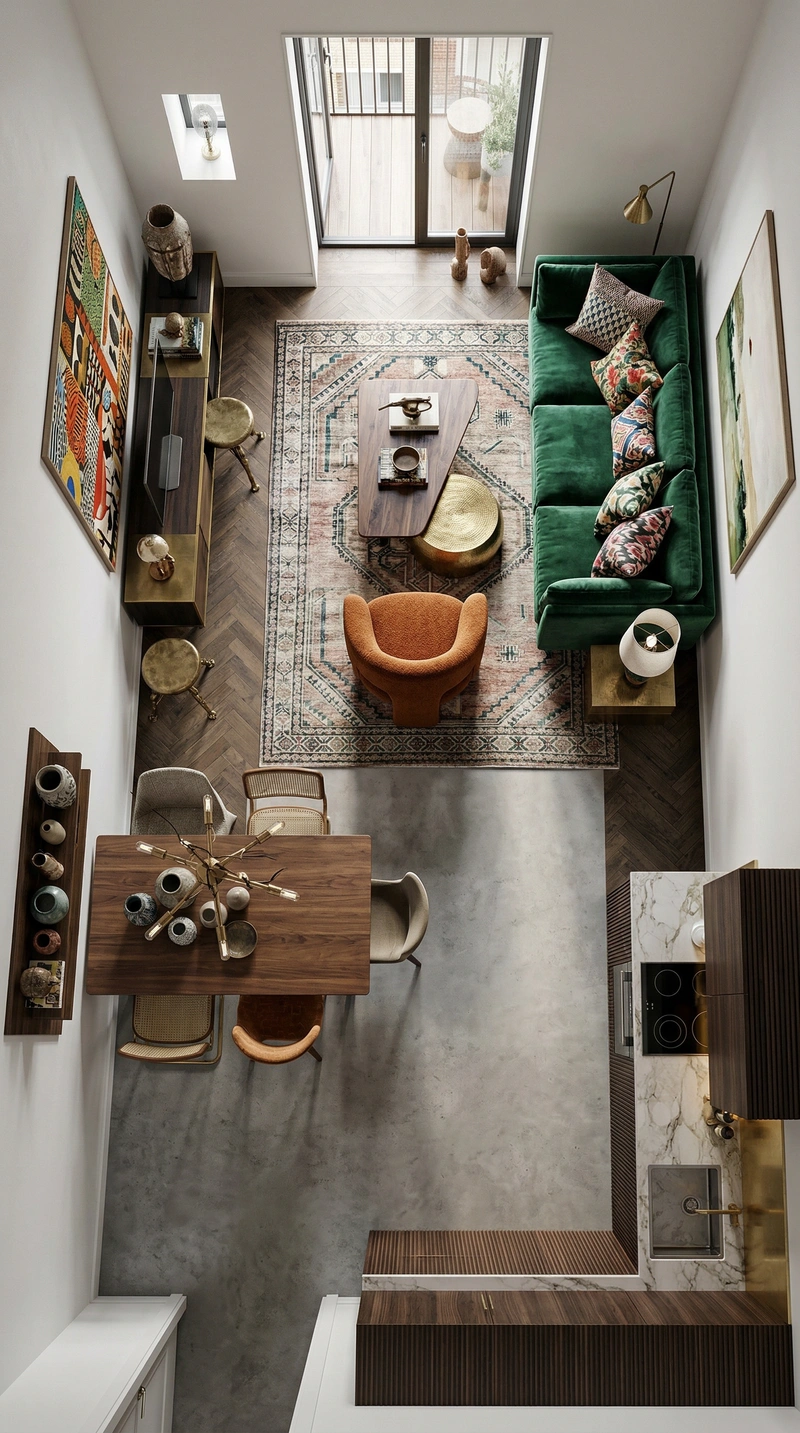 Дизайн интерьера в стиле Эклектика — Гостиная от нейросети RoomGPT