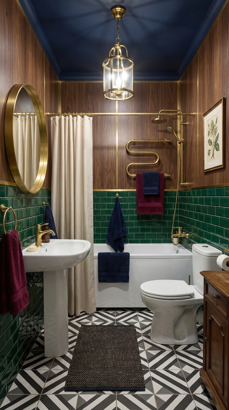 Дизайн ванной в стиле Британский — фото интерьера от нейросети RoomGPT