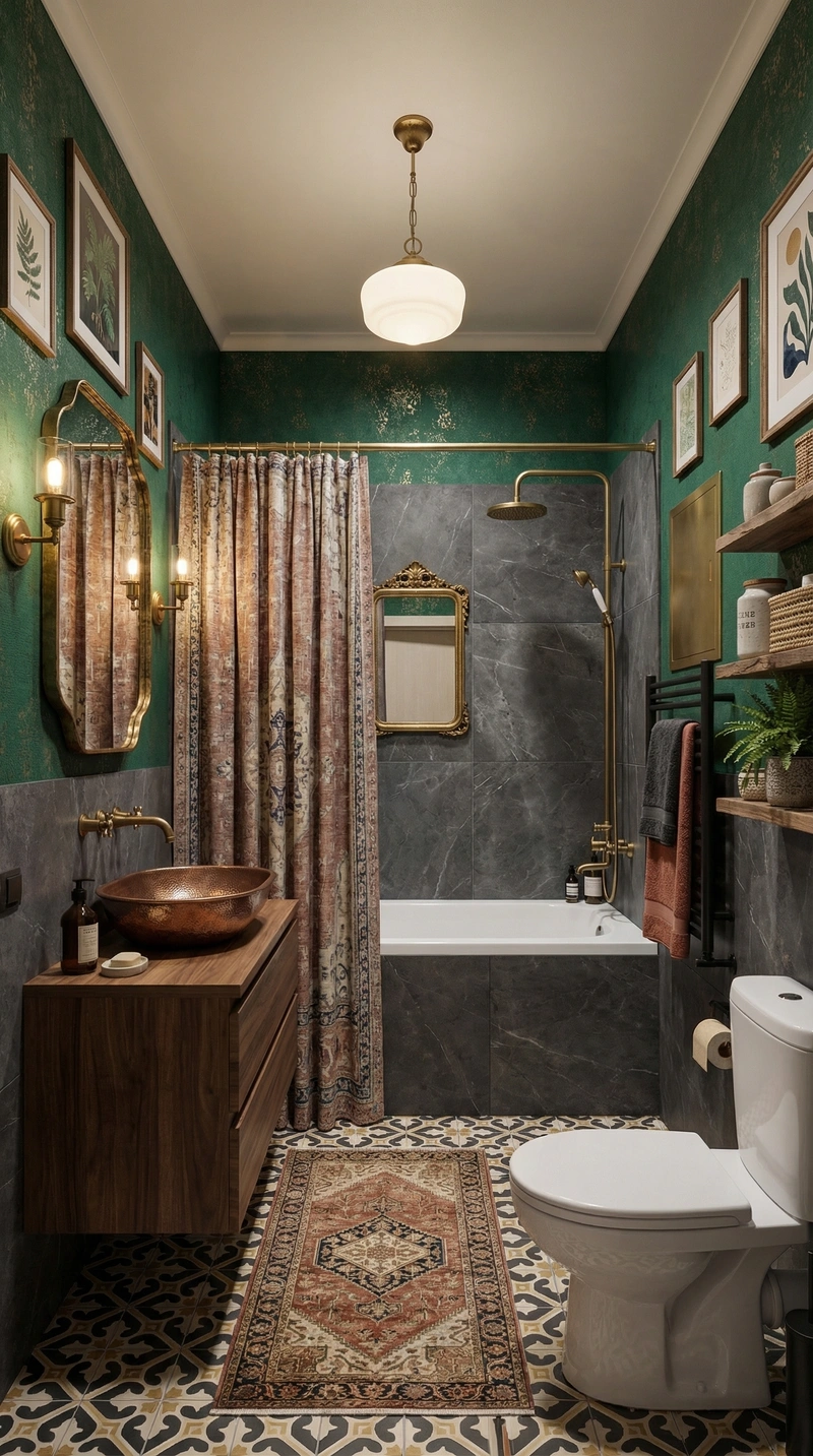 Дизайн ванной в стиле Эклектика — фото интерьера от нейросети RoomGPT
