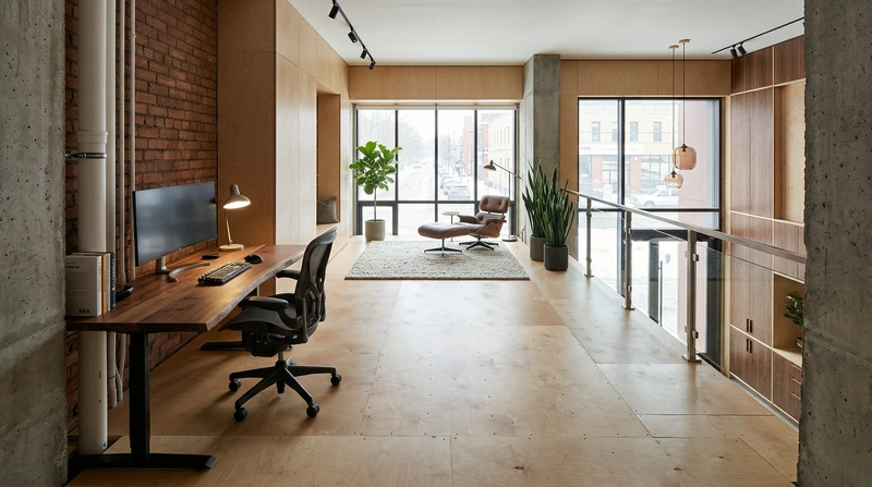 Дизайн интерьера в стиле Лофт — Кабинет от нейросети RoomGPT