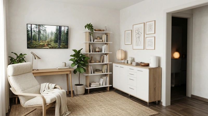 Дизайн интерьера в стиле Хюгге — Гостиная от нейросети RoomGPT