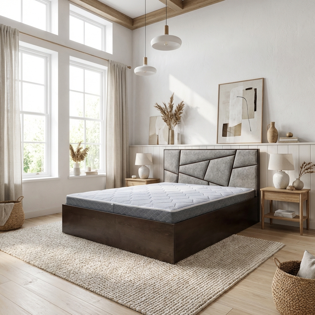 Дизайн спальни в стиле Сканди — фото интерьера от нейросети RoomGPT