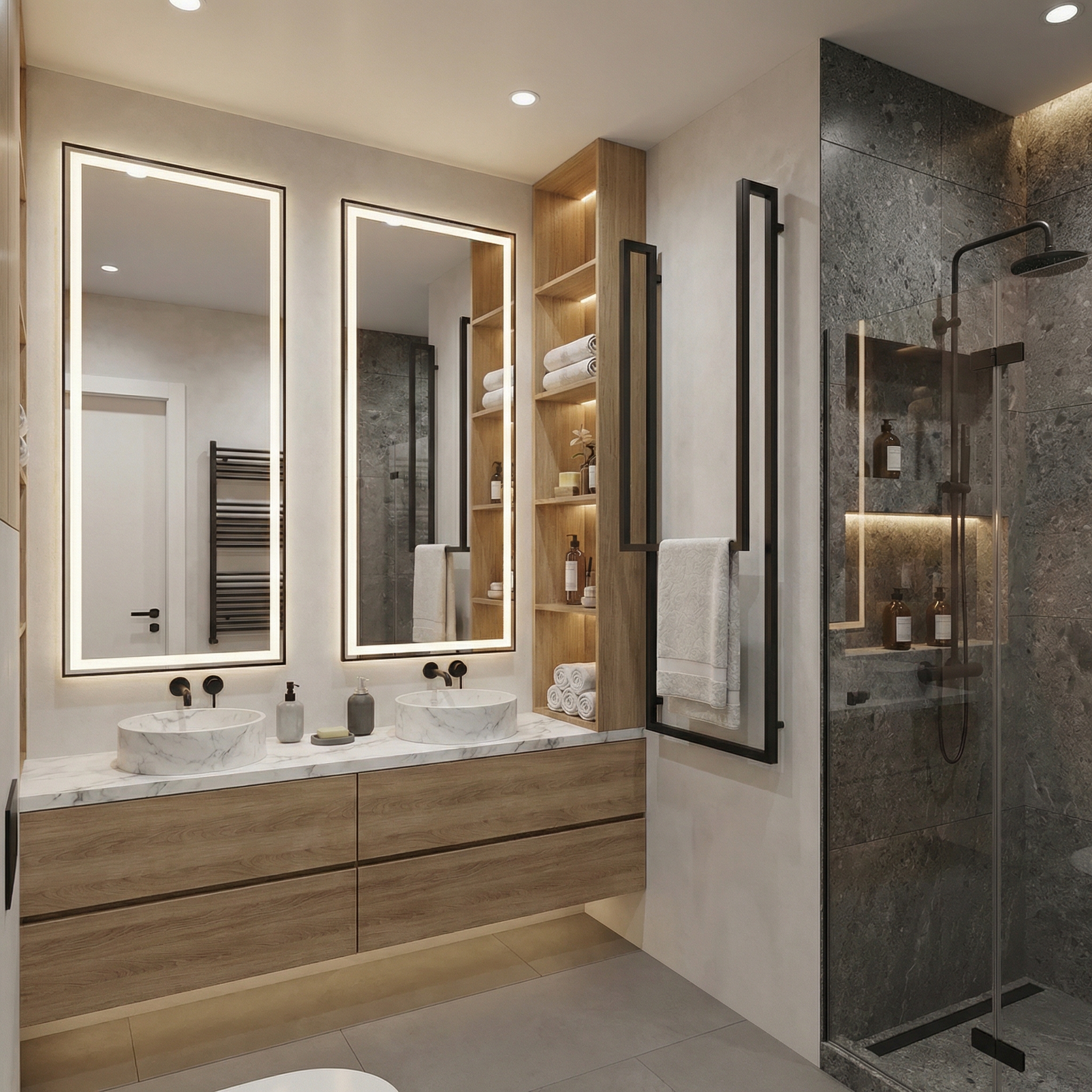 Дизайн ванной в стиле Контемпорари — фото интерьера от нейросети RoomGPT