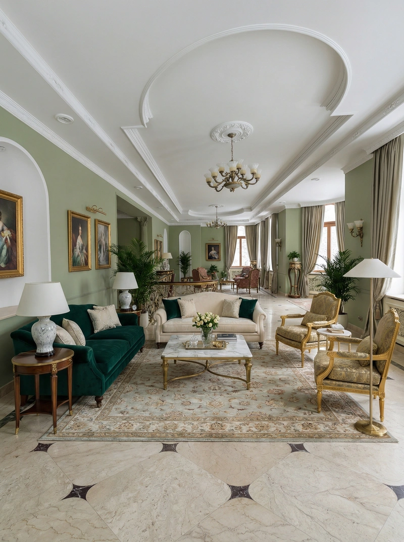 Дизайн интерьера в стиле Классика — Гостиная от нейросети RoomGPT