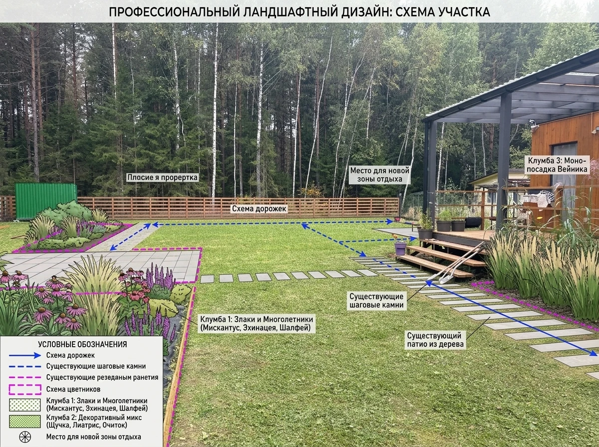Ландшафтный дизайн в стиле Минимализм — Участок от нейросети RoomGPT