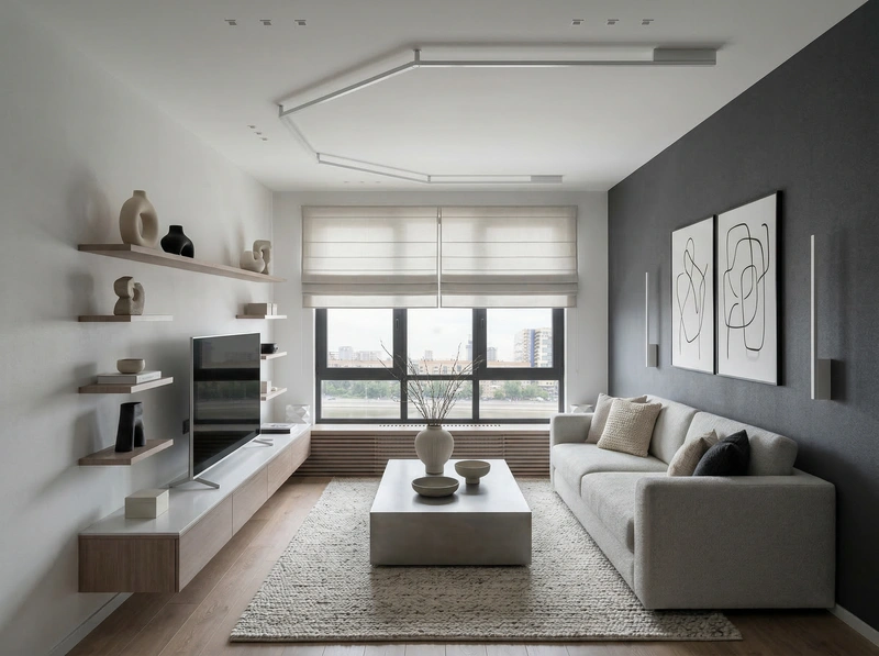 Дизайн интерьера в стиле Минимализм — Гостиная от нейросети RoomGPT