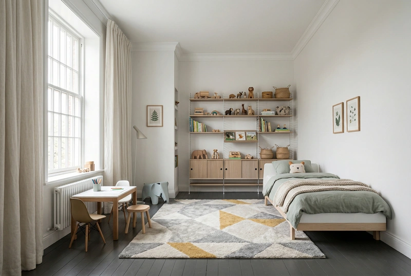 Дизайн детской в стиле Сканди — фото интерьера от нейросети RoomGPT
