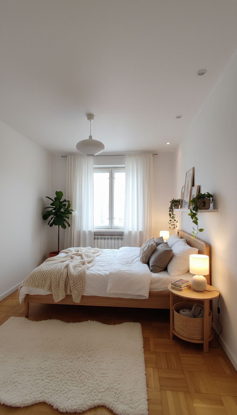 Дизайн спальни в стиле Хюгге — фото интерьера от нейросети RoomGPT