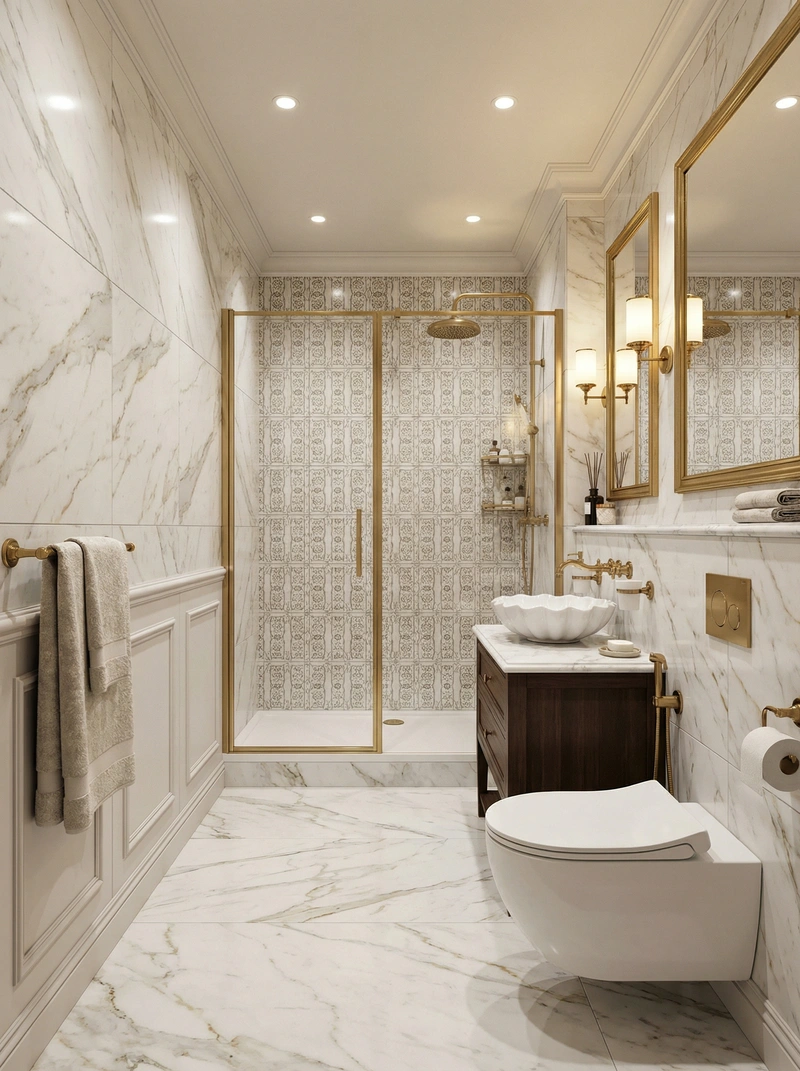 Дизайн интерьера в стиле Классика — Ванная от нейросети RoomGPT