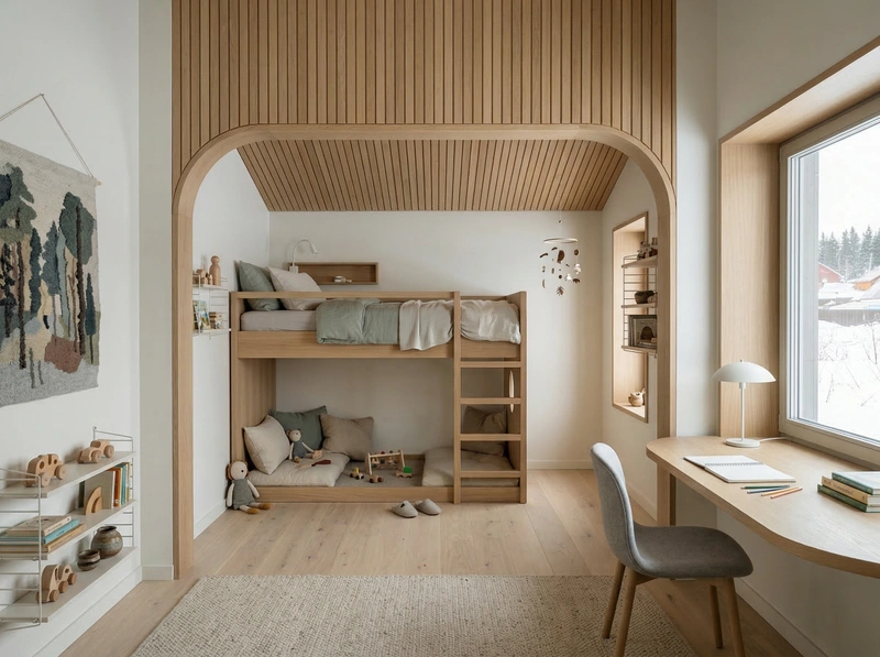 Дизайн детской в стиле Сканди — фото интерьера от нейросети RoomGPT