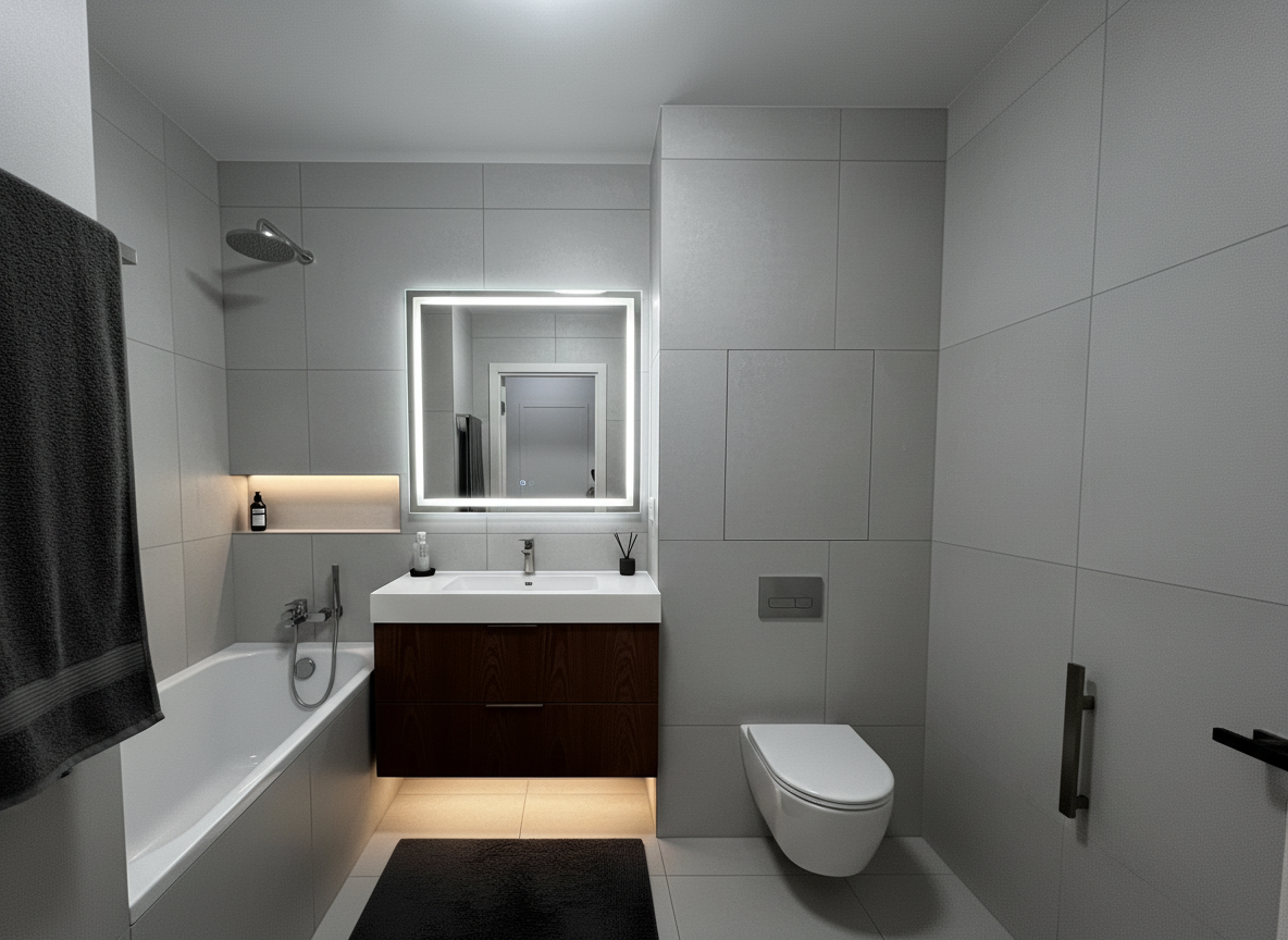 Дизайн ванной в стиле Минимализм — фото интерьера от нейросети RoomGPT