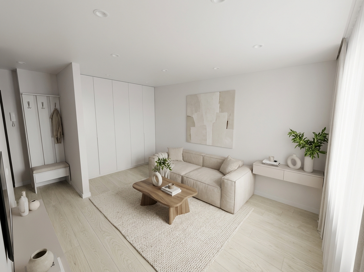 Дизайн гостиной в стиле Минимализм — фото интерьера от нейросети RoomGPT