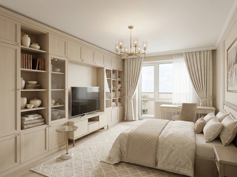 Дизайн спальни в стиле Классика — фото интерьера от нейросети RoomGPT