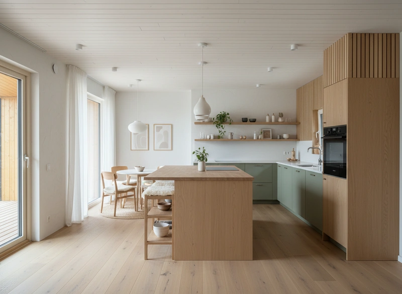 Дизайн интерьера в стиле Хюгге — Кухня от нейросети RoomGPT