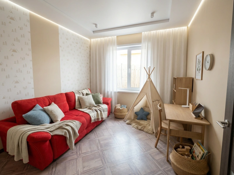 Дизайн интерьера в стиле Хюгге — Детская от нейросети RoomGPT