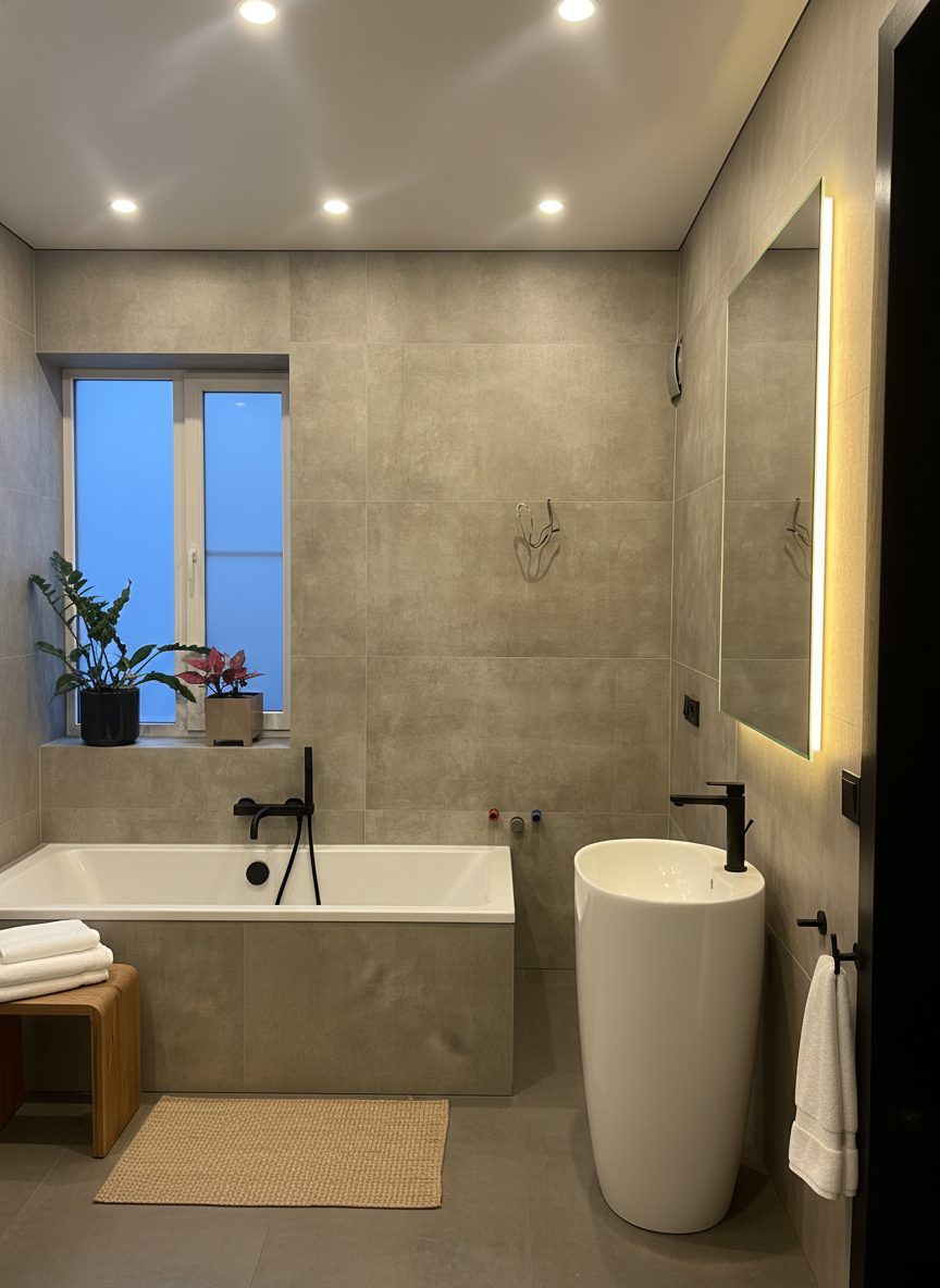 Дизайн ванной в стиле Минимализм — фото интерьера от нейросети RoomGPT