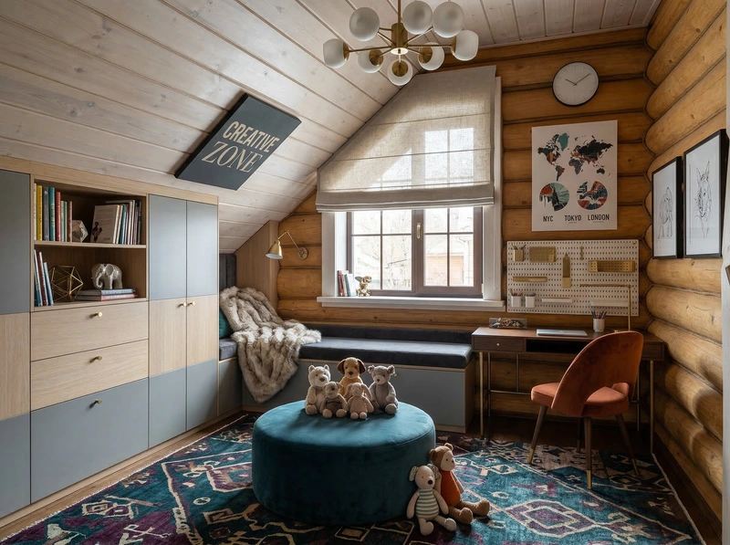 Дизайн детской в стиле Эклектика — фото интерьера от нейросети RoomGPT