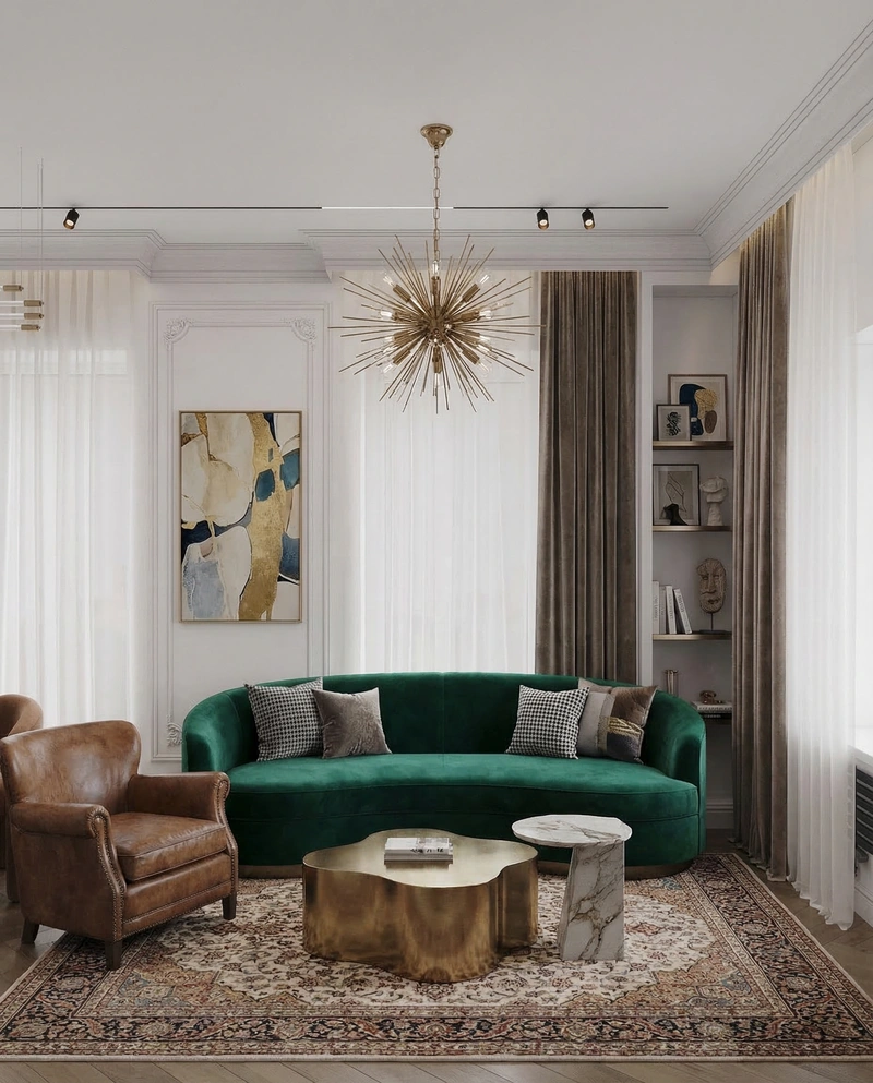 Дизайн гостиной в стиле Эклектика — фото интерьера от нейросети RoomGPT