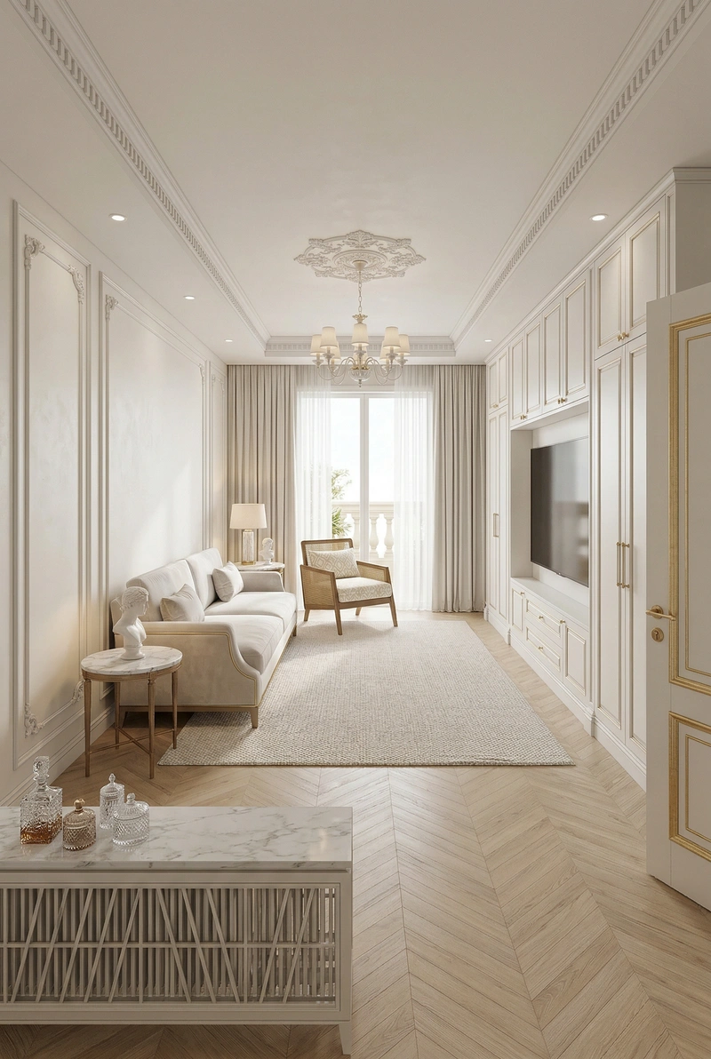 Дизайн интерьера в стиле Классика — Гостиная от нейросети RoomGPT