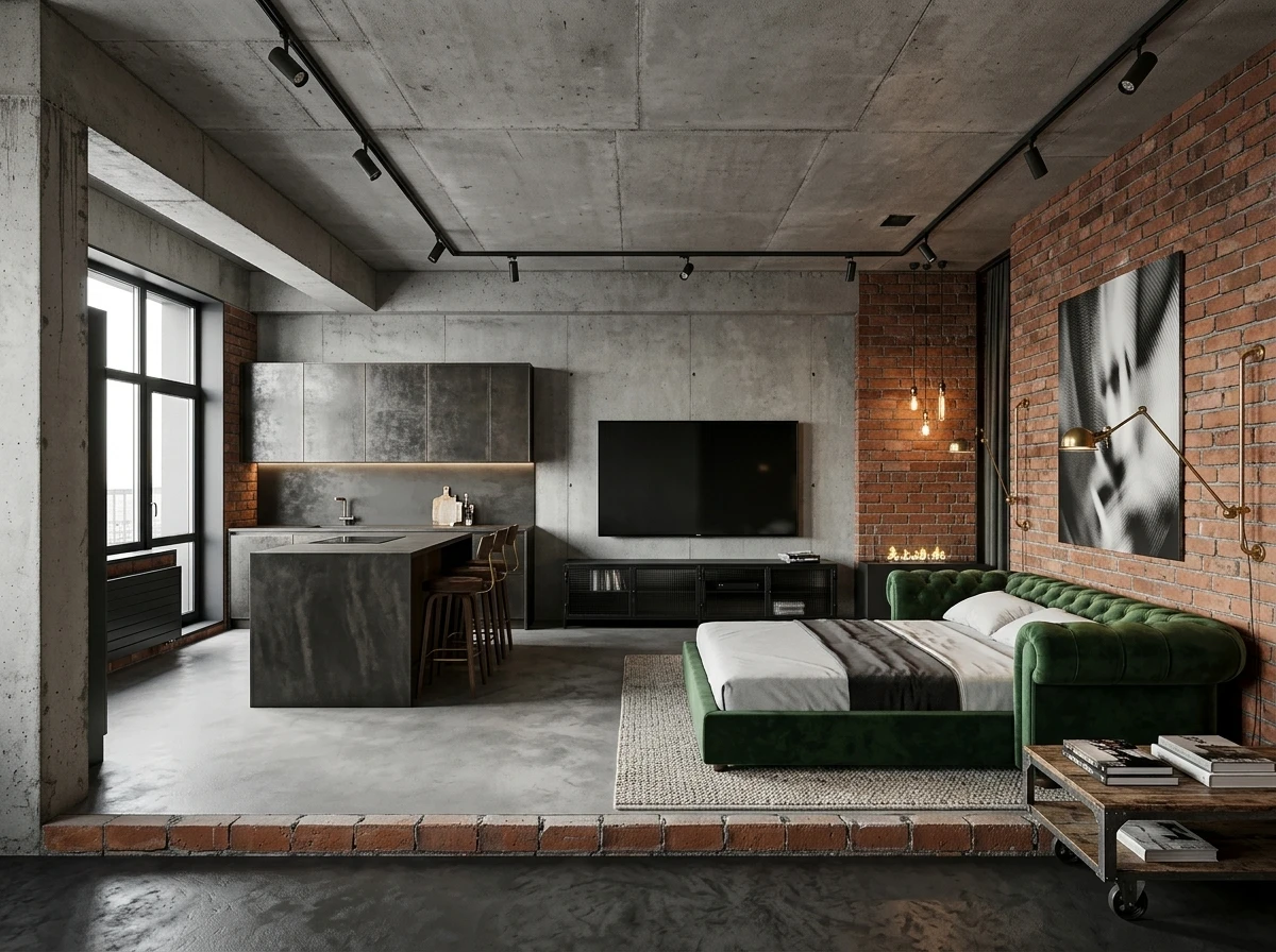 Дизайн гостиной в стиле Лофт — фото интерьера от нейросети RoomGPT
