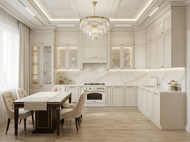 Дизайн кухни в стиле Неоклассика — фото интерьера от нейросети RoomGPT