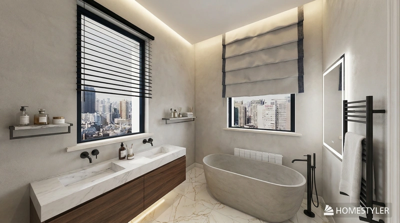 Дизайн ванной в стиле Минимализм — фото интерьера от нейросети RoomGPT