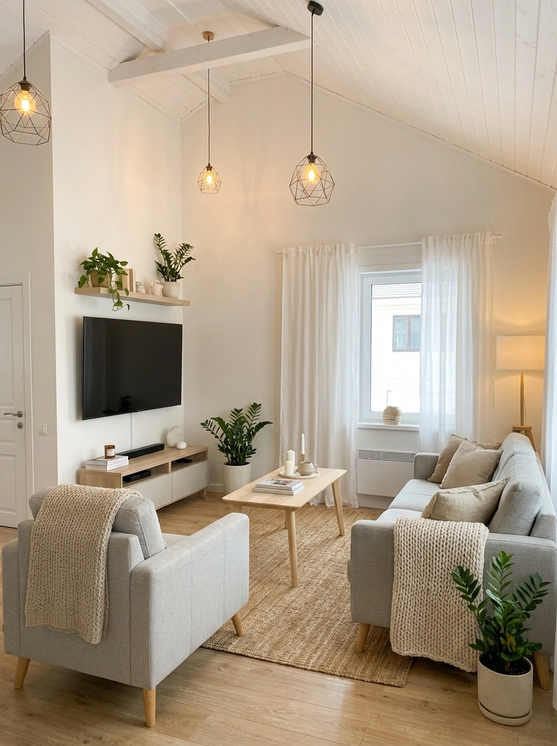 Дизайн интерьера в стиле Хюгге — Гостиная от нейросети RoomGPT