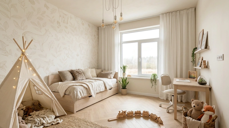 Дизайн интерьера в стиле Хюгге — Детская от нейросети RoomGPT